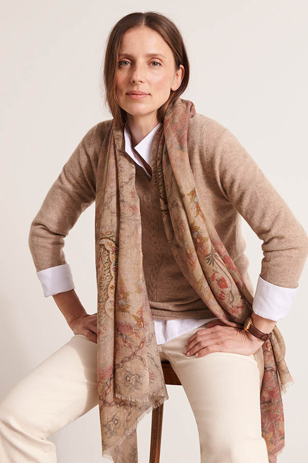 ESTHER VINTAGE FLORAL PAISLEY DRAPED SCARF