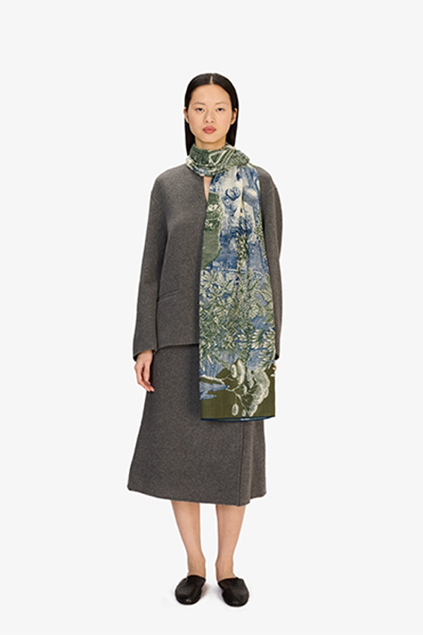 PIRANESI KHAKI 100 WOOL SILK SCARF