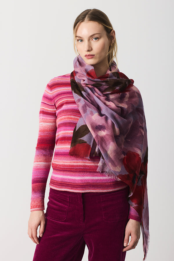 PINK PRINTED WOOL SCARF