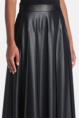FABULA PLEATED SYNTHETIC LEATHER MAXI SKIRT