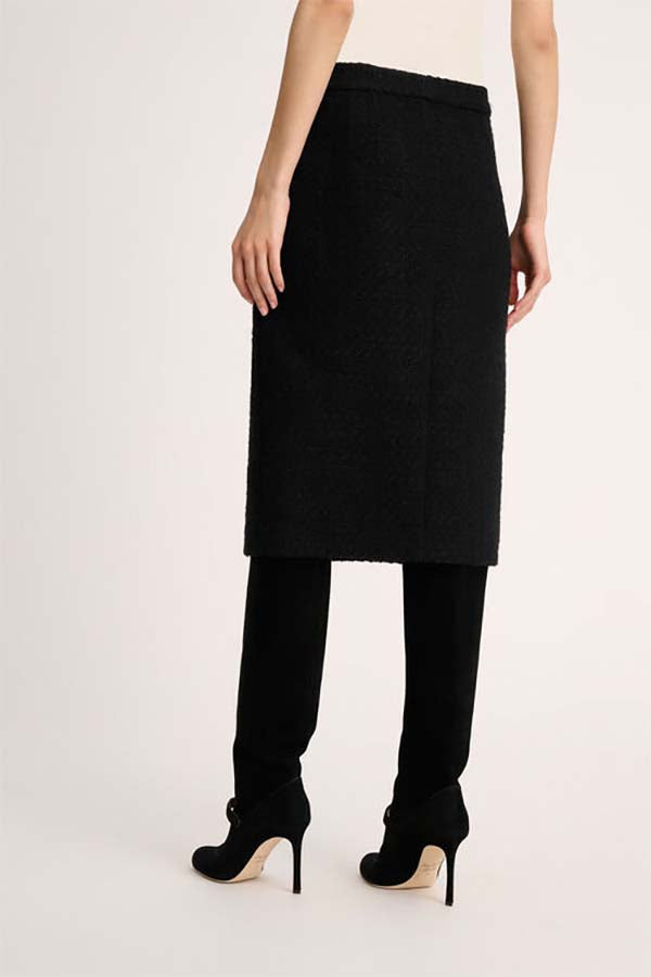 FETTUCCIA LS BUTTON BLACK WOVEN SKIRT