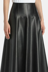 FUOCO BLACK FAUX LEATHER MAXI SKIRT