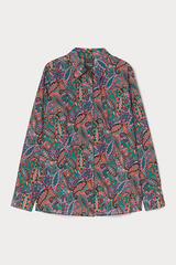 GALLIA COFFEE PAISLEY PRINT COTTON MUSLIN SHIRT