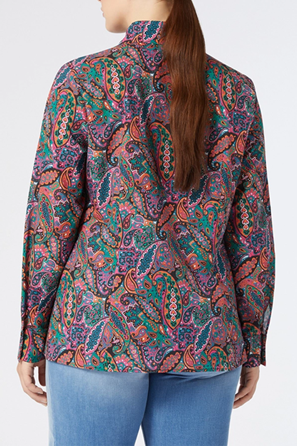 GALLIA COFFEE PAISLEY PRINT COTTON MUSLIN SHIRT