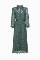 GARDENA GREEN LONG LACE DRESS