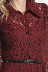 GARDENA RED LONG LACE DRESS