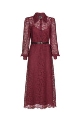 GARDENA RED LONG LACE DRESS