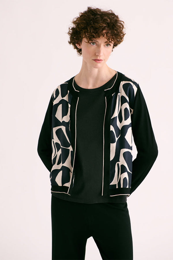 GAUGUIN SILK TWILL PRINT TWIN-SET CARDIGAN