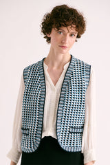 GAVROCHE SLEEVELESS KNITTED JACKET