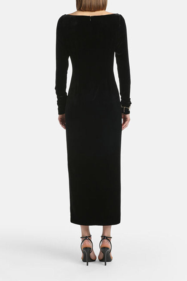 GELOSO BLACK ELEGANT MAXI DRESS