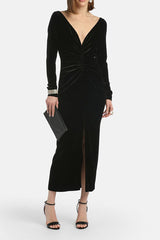 GELOSO BLACK ELEGANT MAXI DRESS