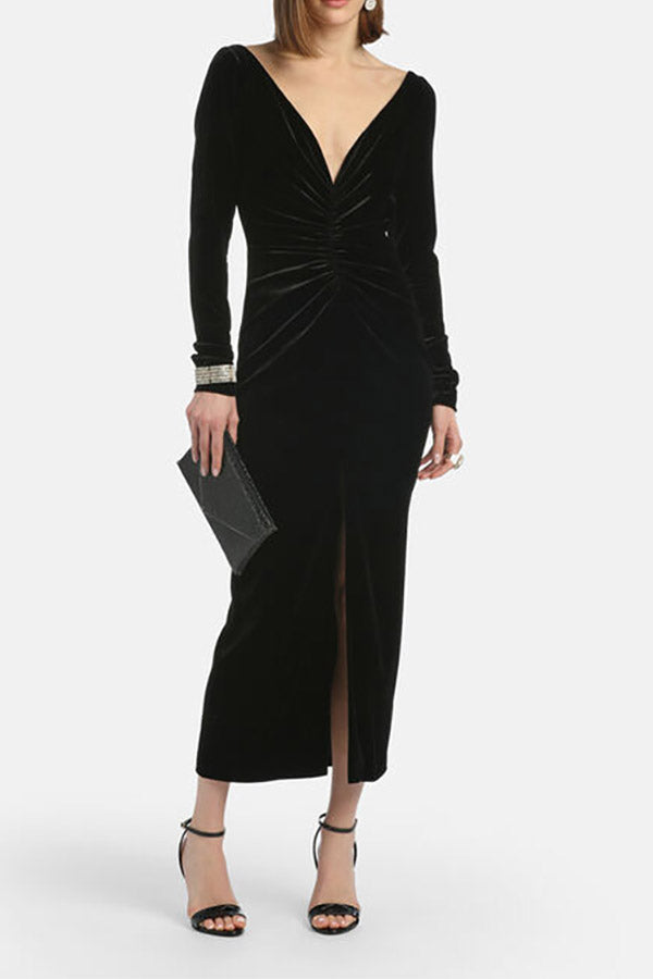GELOSO BLACK ELEGANT MAXI DRESS