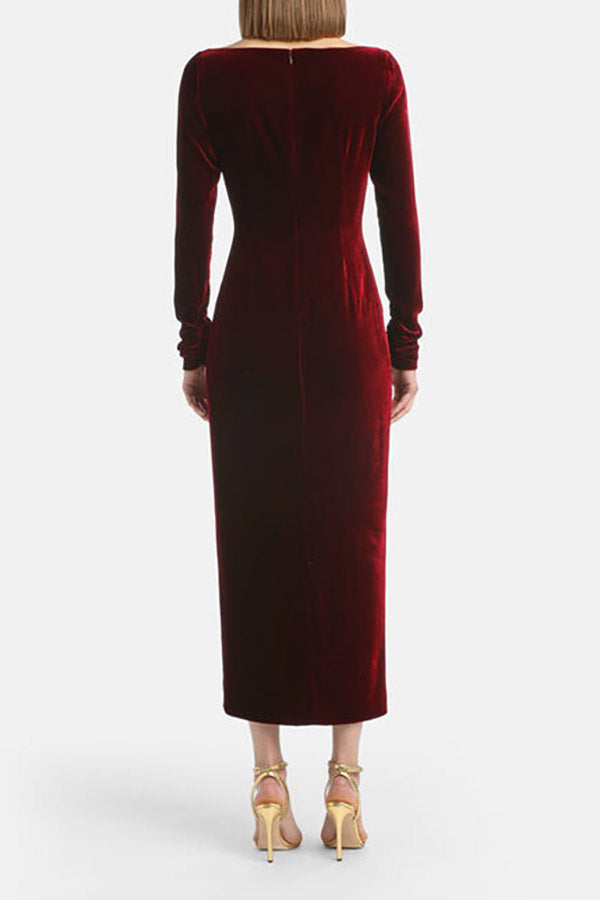 GELOSO RED ELEGANT MAXI DRESS