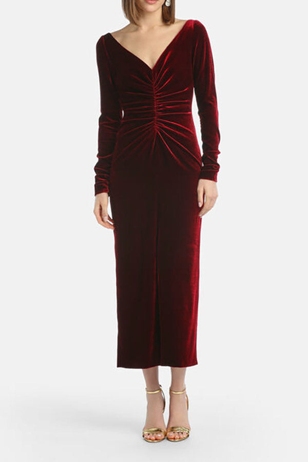 GELOSO RED ELEGANT MAXI DRESS