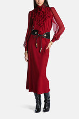 GESSICA ELEGANT SILK MIDI DRESS
