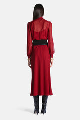 GESSICA ELEGANT SILK MIDI DRESS