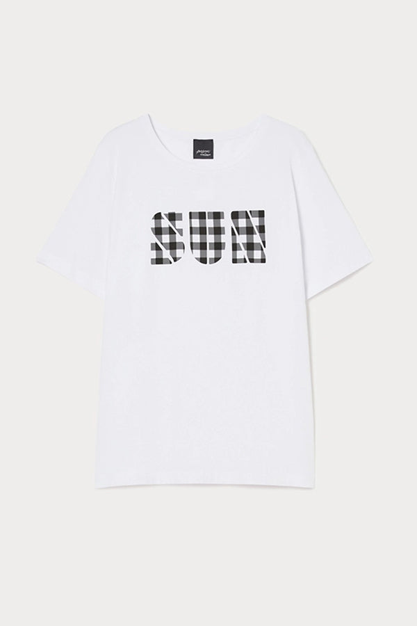 GESTO BLACK CHECKER PRINT T-SHIRT