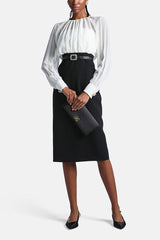 GHISALBA ELEGANT COLOR BLOCK MIDI DRESS