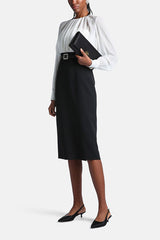 GHISALBA ELEGANT COLOR BLOCK MIDI DRESS