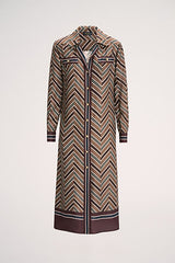 GIARDINO CHEVRON PRINT VISCOSE SHIRT-DRESS