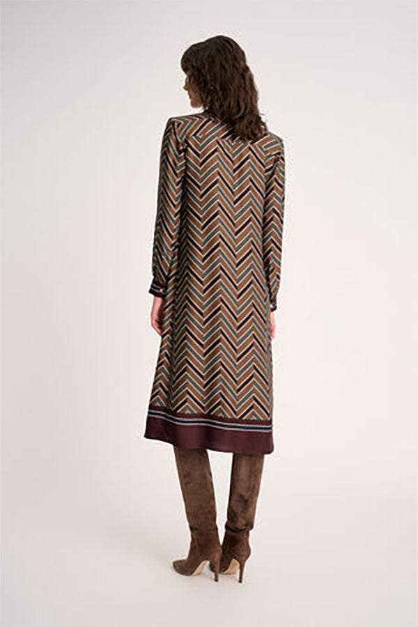 GIARDINO CHEVRON PRINT VISCOSE SHIRT-DRESS