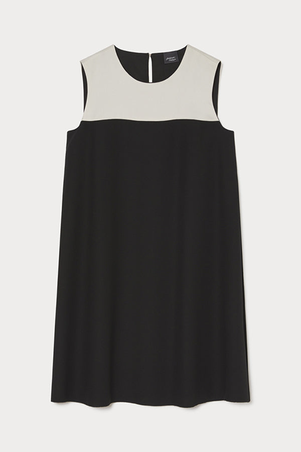 GIGI BLACK CREPE ENVERS SATIN DRESS