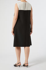 GIGI BLACK CREPE ENVERS SATIN DRESS