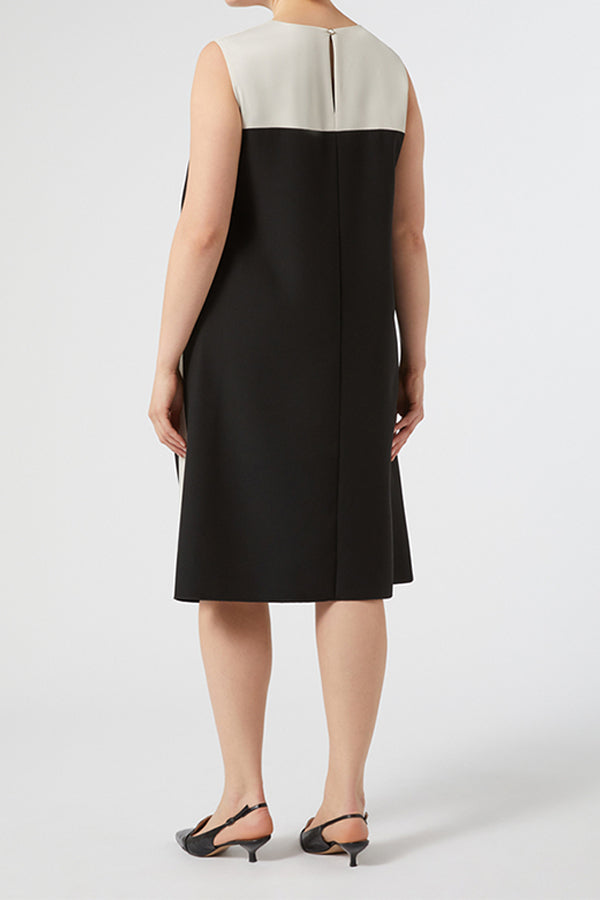 GIGI BLACK CREPE ENVERS SATIN DRESS