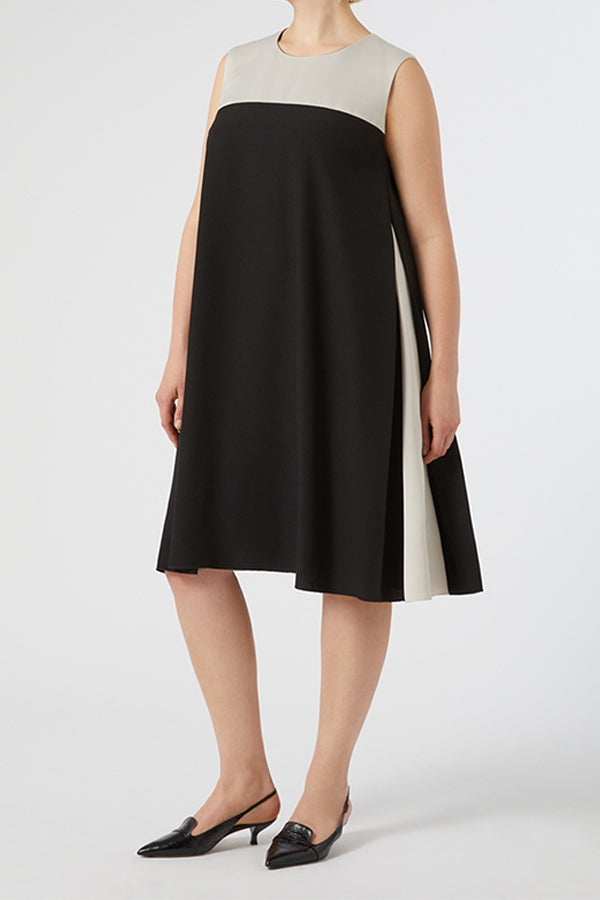 GIGI BLACK CREPE ENVERS SATIN DRESS