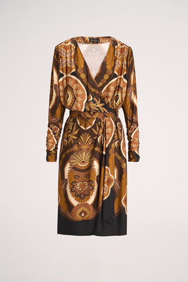 GIRELLO BROWN PRINT DRESS