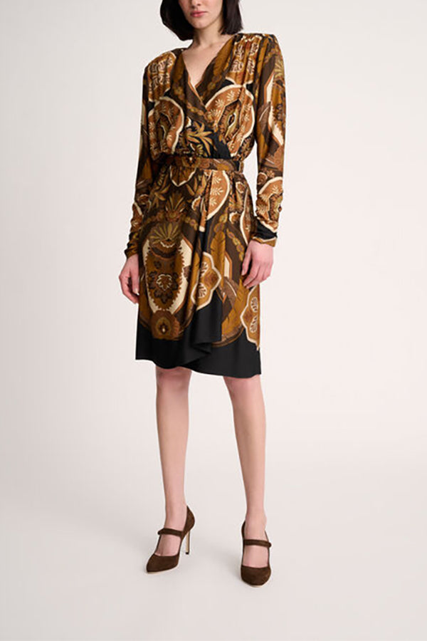 GIRELLO BROWN PRINT DRESS