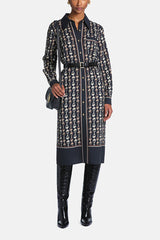 GIREVOLE GOLD BUTTONS PRINTED MIDI DRESS