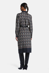 GIREVOLE GOLD BUTTONS PRINTED MIDI DRESS