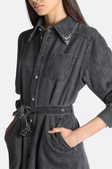 GRADUALITA CRYSTAL EMBELLISHED DENIM MINIDRESS