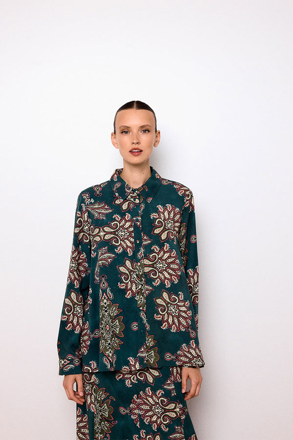 CARRIE CASHMERE PRINT STRAIGHT SHIRT