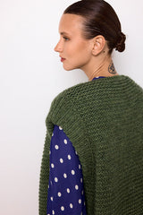 DESIREE GREEN SLEEVELESS SHORT CARDIGAN