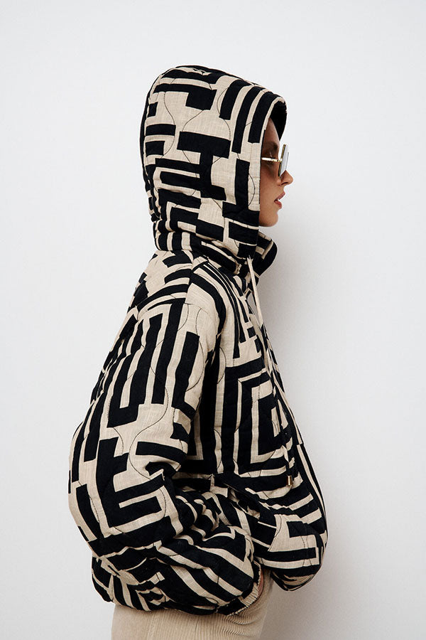 ORPHEE GEOMETRIC PRINT HOODIE JACKET