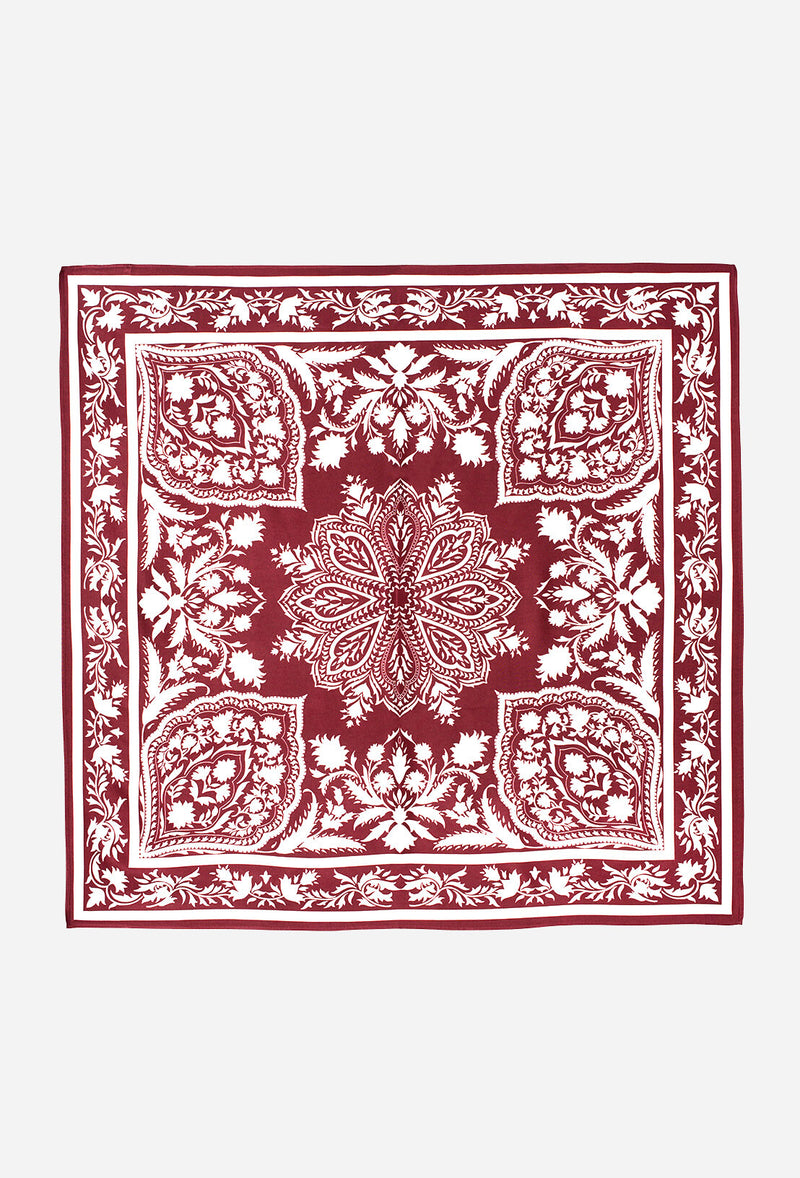 GISELE BURGUNDY PRINTED SQUARE SCARF