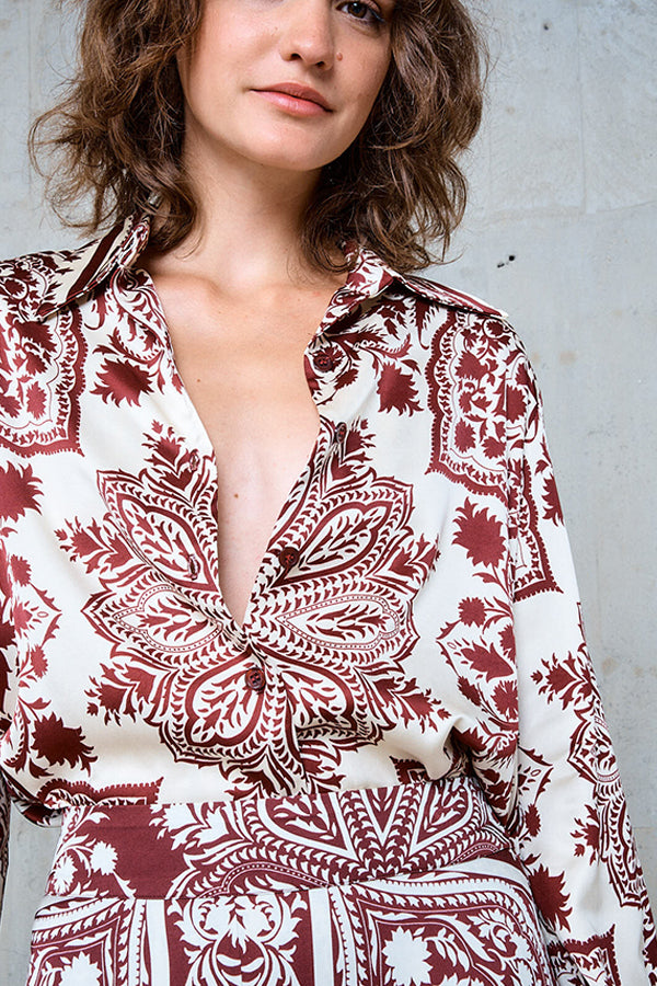 GISELE BURGUNDY PRINTED SHIRT