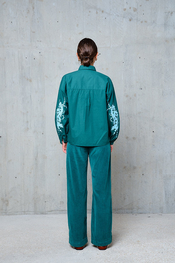 PAULE GREEN EMBROIDERED SHIRT