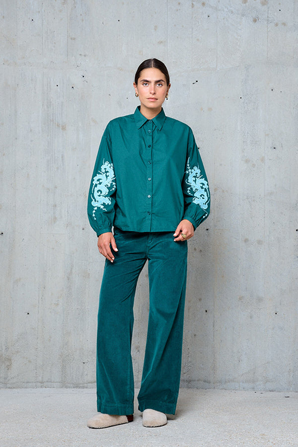 PAULE GREEN EMBROIDERED SHIRT