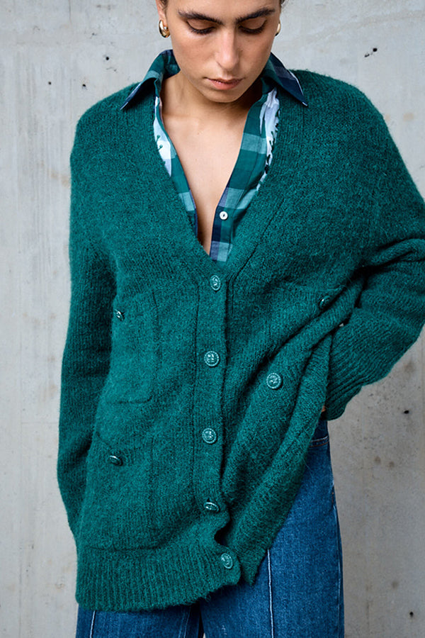 LLIONA GREEN LONG OVERSIZED CARDIGAN