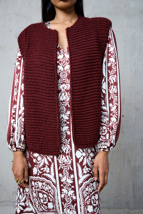 SHERINE BURGUNDY SHORT WOOL VEST