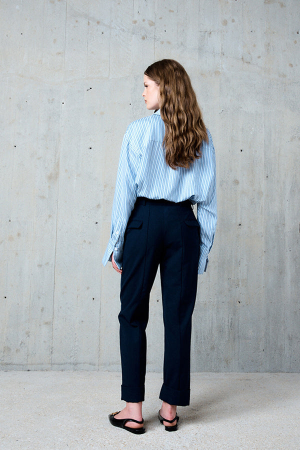 CLOTHILDE NIGHT STRAIGHT-LEG WOOL TROUSERS