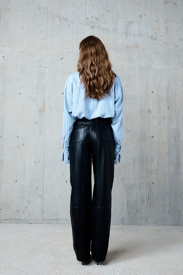 ESMEE BLACK STRAIGHT LEATHER TROUSERS