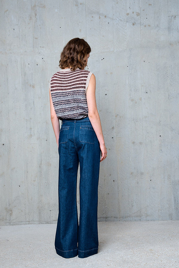 ABBY DARK FLARED DENIM TROUSERS