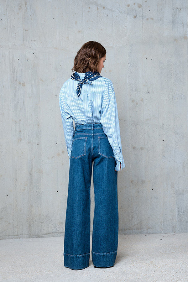 SALOME WIDE HEM DENIM TROUSERS