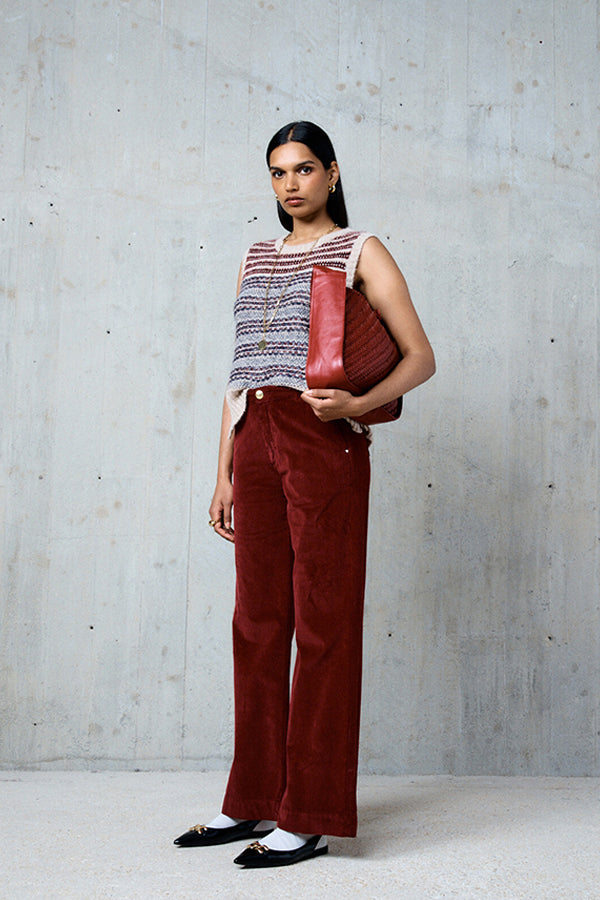 VANES BURGUNDY CORDUROY TROUSERS