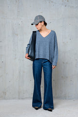 YSEULT GREY DOUBLE EDGE WOOL SWEATER