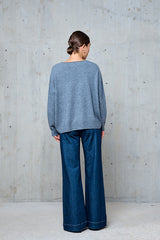 YSEULT GREY DOUBLE EDGE WOOL SWEATER